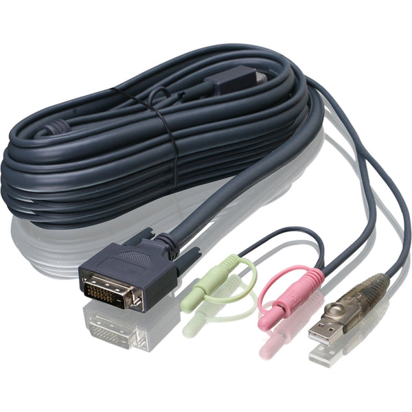 IOGEAR 10' Dual-Link DVI KVM Cable, USB and Audio-Mic, TAA Compliant - American Tech Depot