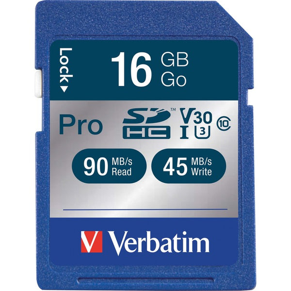 Verbatim 16GB Pro 600X SDHC Memory Card, UHS-1 U3 Class 10 - American Tech Depot