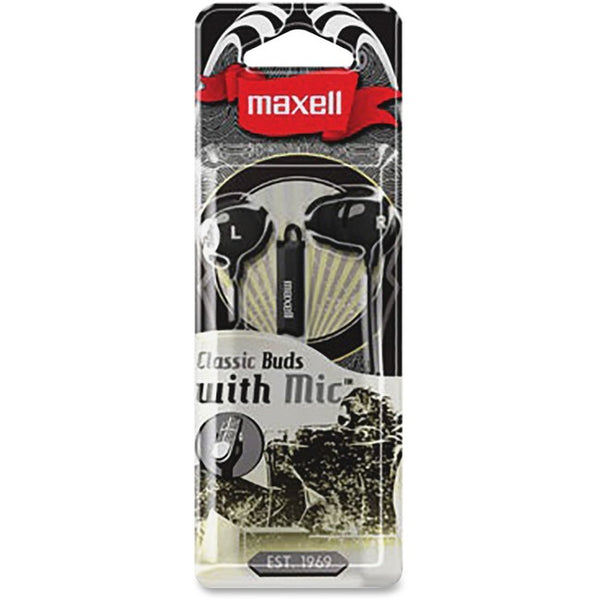 Maxell Classic Earbud with Mic Black - American Tech Depot