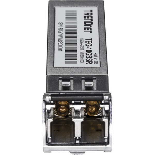 TRENDnet SFP to RJ45 10GBASE-SR SFP+ Multi Mode LC Module; TEG-10GBSR; Up to 550 m (1;804 Ft.); Hot Pluggable SFP+ Transceiver; 850nm Wavelength; Duplex LC Connector; DDM Support; Lifetime Protection