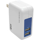 Tripp Lite Dual Port USB Tablet Phone Wall Travel Charger 5V / 1.0/2.4A