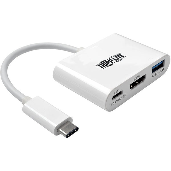 Tripp Lite USB C to HDMI Multiport Video Adapter Converter 4K x 2Kw/ USB-A Hub, & USB-C PD Charging, Thunderbolt 3 Compatible, USB Type C to HDMI, USB-C to HDMI, USB Type-C to HDMI