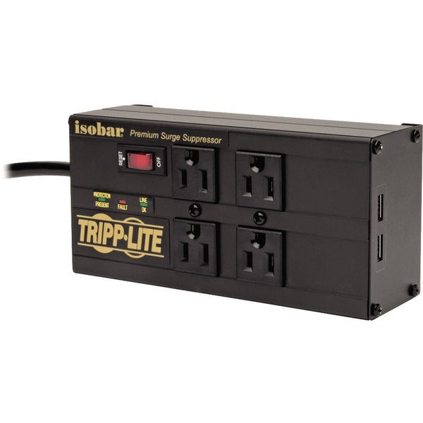 Tripp Lite Isobar Surge Protector Power Strip 4 Outlet 2 USB Charging Ports 8ft Cord