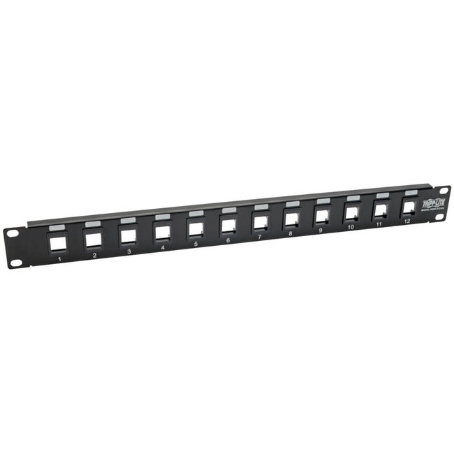 Tripp Lite 12-Port Keystone Blank Patch Panel RJ45 USB HDMI Cat5/Cat6 1URM