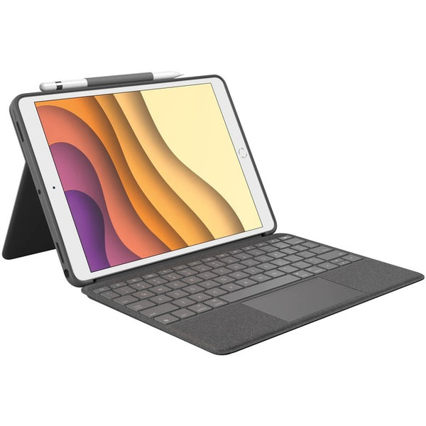 Logitech Combo Touch Keyboard/Cover Case for 10.2" Apple, Logitech iPad (7th Generation) Tablet - Graphite