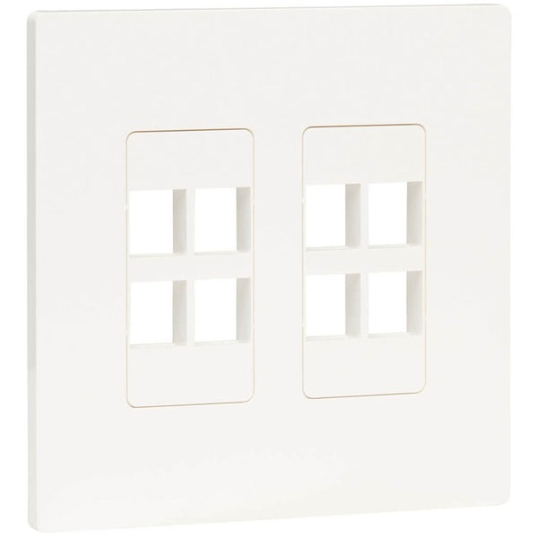 Tripp Lite 8-Port Keystone Double-Gang Faceplate, White, TAA