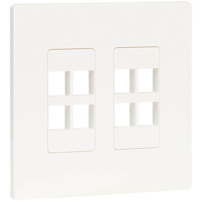 Tripp Lite 8-Port Keystone Double-Gang Faceplate, White, TAA