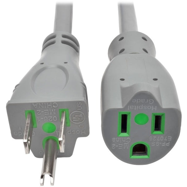 Tripp Lite 15ft Hospital Medical Power Extension Cord 5-15P 5-15R 13A Gray