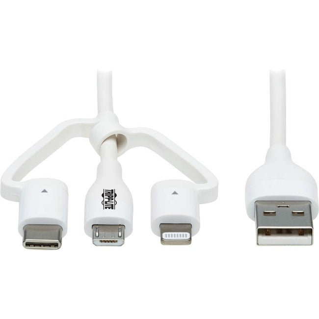 Tripp Lite Safe-IT M101AB-004-LMCW Lightning/Micro-USB/USB/USB-C Data Transfer Cable Antimicrobial