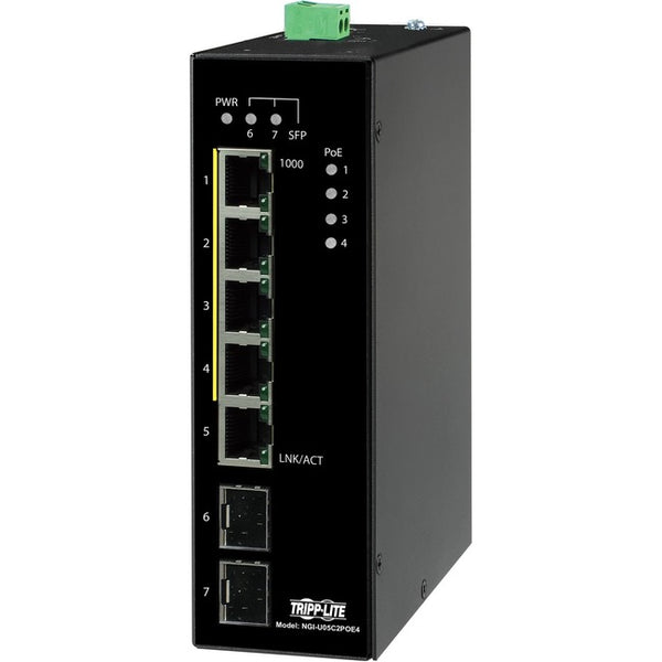 Tripp Lite Ethernet Switch Unmanaged 5-Port PoE+ 30W 2 SFP 10/100/1000 Mbps