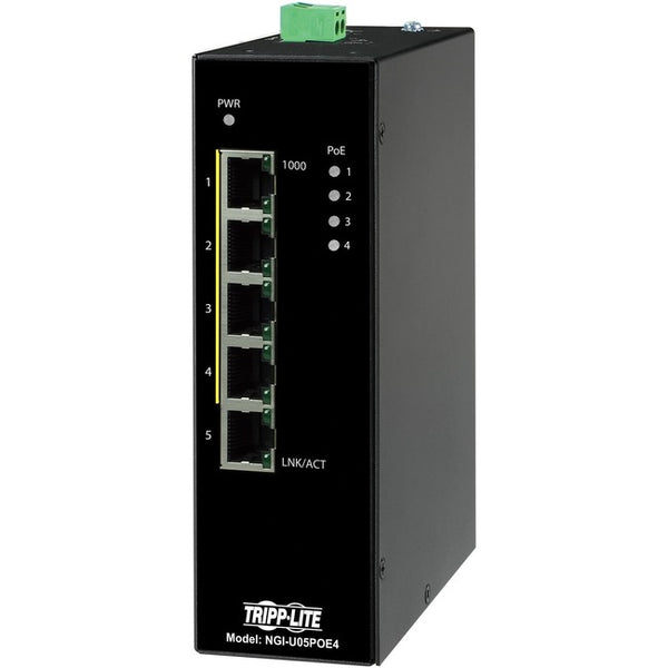 Tripp Lite Ethernet Switch Unmanaged 5-Port PoE+ 30W 10/100/1000 Mbps DIN