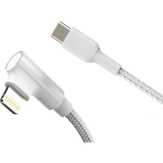 4XEM USB-C to Lightning Right Angled 3 FT Charging Cable (White)