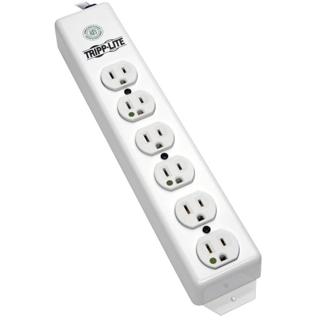 Tripp Lite Safe-IT Power Strip Hospital Medical Antimicrobial 120V 5-15R-HG 6 Outlet 15' Cord Metal