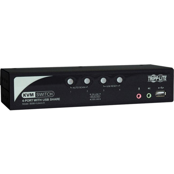 Tripp Lite 4-Port Desktop KVM Switch Audio, 2-Port USB, On-Screen Display & Cables