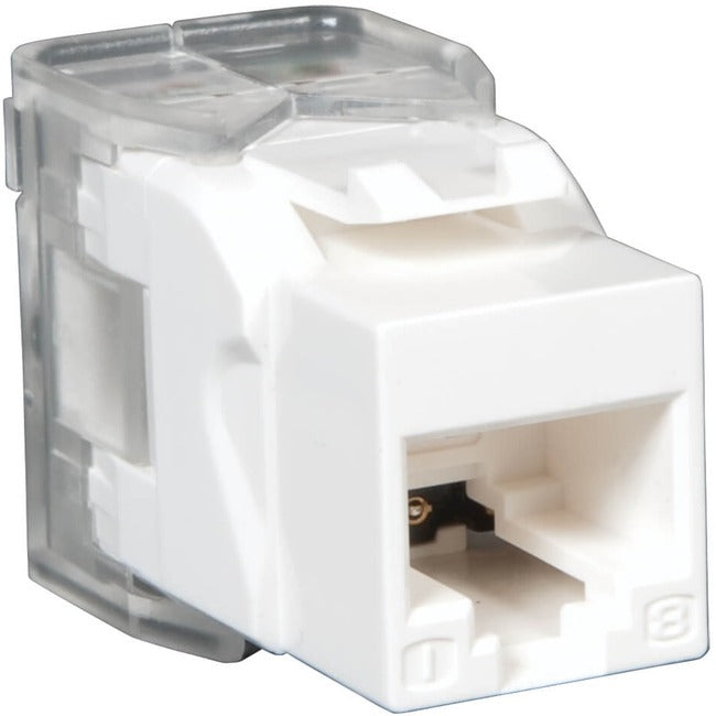 Tripp Lite Cat6 / Cat5e Keystone Jack, 180-Degree Toolless - RJ-45, cat5e cat6 UTP - 110 IDC RJ45 WHITE TAA/GSA