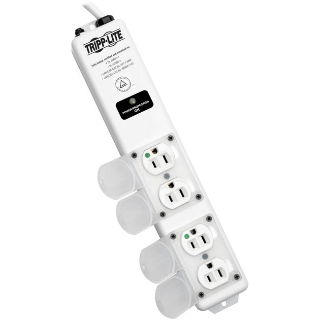Tripp Lite Safe-IT Surge Protector Power Strip Medical Hospital Antimicrobial Metal 4 Outlet 15' Cord
