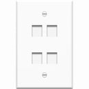 4XEM 4 Port/2 Gang RJ45 Cat5/Cat6 Ethernet Wall Plate (White)
