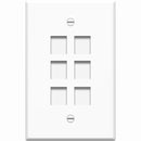 4XEM 6 Port/2 Gang RJ45 Cat5/Cat6 Ethernet Wall Plate (White)