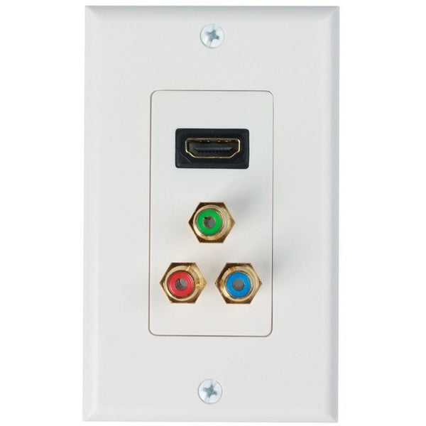 4XEM 1 Port Female HDMI and RCA Audio/Video Wall Plate (White)