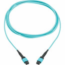 Eaton Tripp Lite Series 100G Multimode 50/125 OM4 Fiber Optic Cable (12F MPO/MPO-PC F/F), Type-A Polarity, OFNP, Aqua, 3 m (9.8 ft.), TAA
