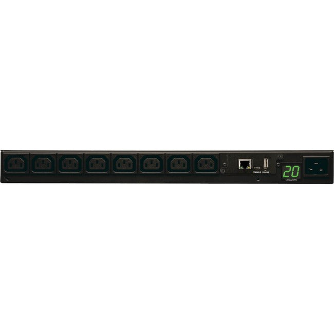 Tripp Lite PDU Monitored 208V-240V 20A C13 8 Outlet L6-20P Horizontal 1URM TAA