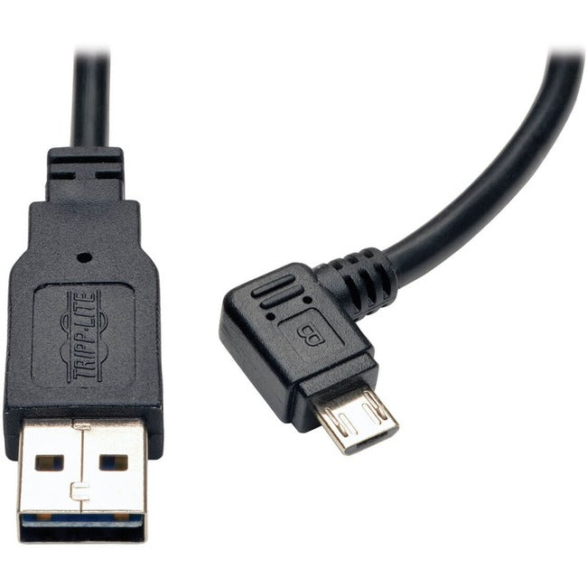 Tripp Lite 3ft USB Charging Cable Reversible A to Right Angle 5Pin Micro B