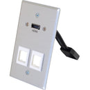 C2g Hdmi® Pass Through Single Gang Wall Plate With Two Keystones - Aluminum