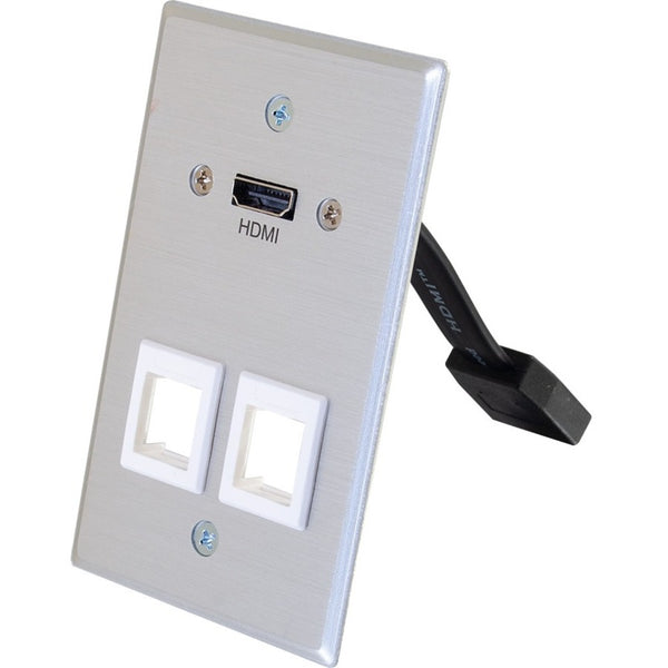 C2g Hdmi® Pass Through Single Gang Wall Plate With Two Keystones - Aluminum