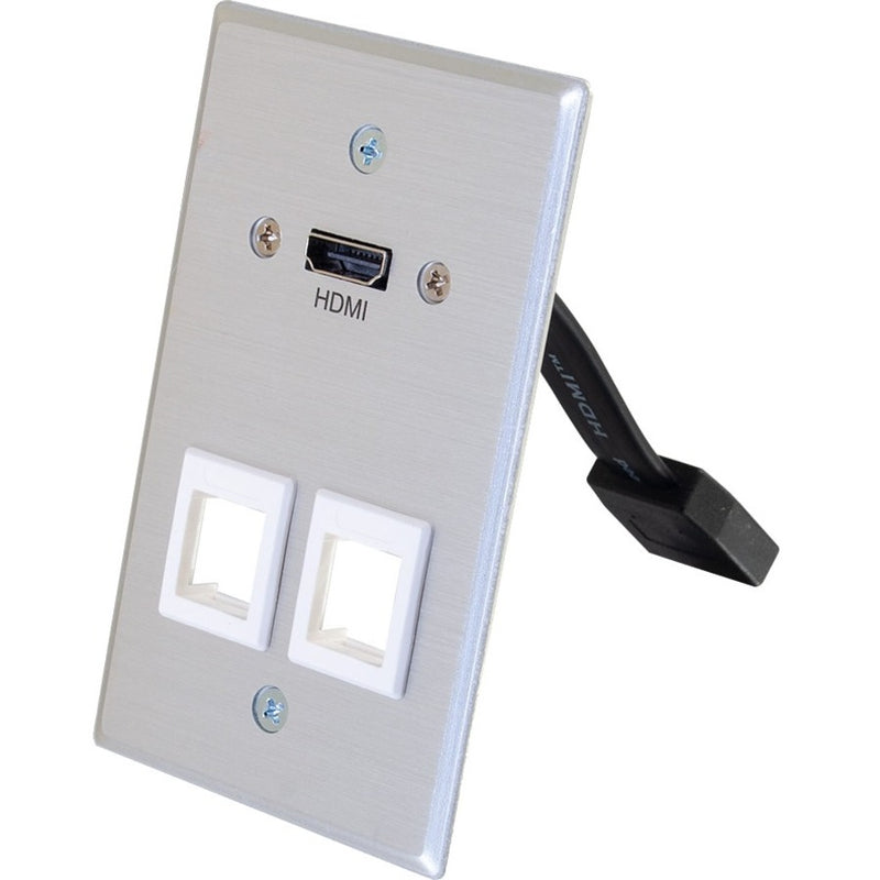 C2g Hdmi® Pass Through Single Gang Wall Plate With Two Keystones - Aluminum