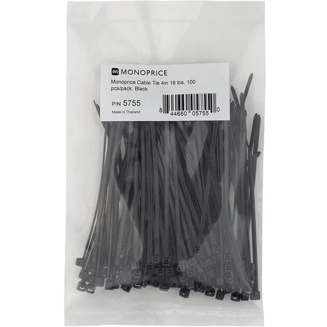 Monoprice, Inc. Cable Tie 4 Inch 18lbs_ 100pcs/pk-black