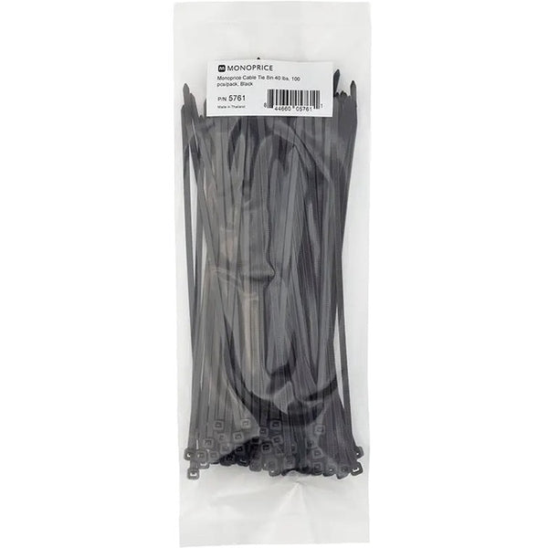 Monoprice, Inc. Cable Tie 8 Inch 40lbs_ 100pcs/pk Black