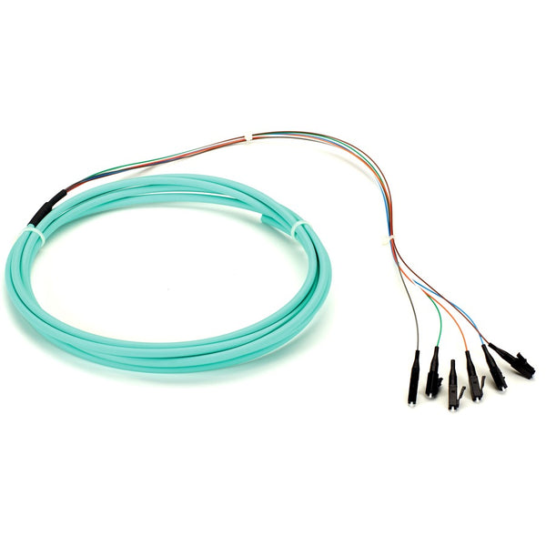 Black Box Om3 50-micron Multimode Fiber Optic Pigtail - 6-strand, Ofnr, Pvc, Lc, Aqua, 3-m