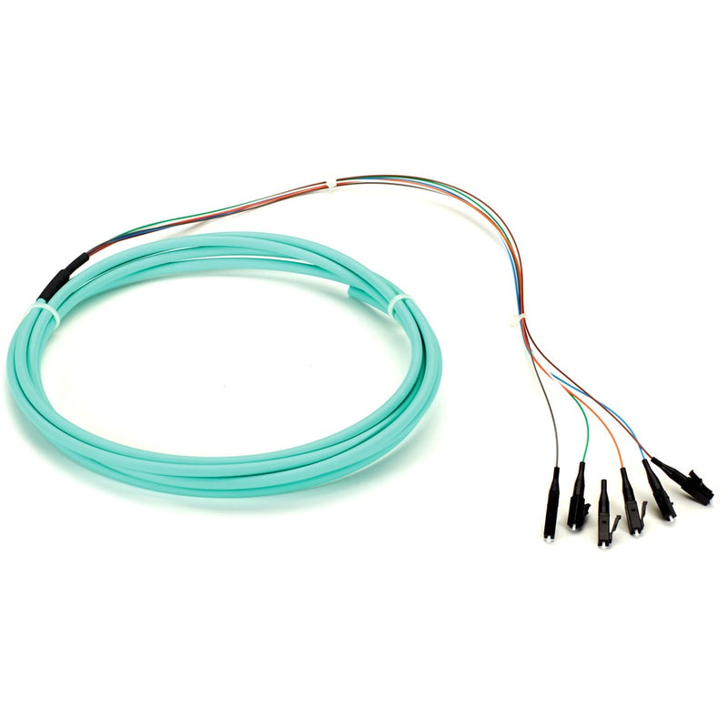 Black Box Om3 50-micron Multimode Fiber Optic Pigtail - 6-strand, Ofnr, Pvc, Lc, Aqua, 3-m