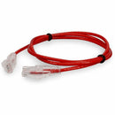 Add-on Addon 1ft Red Cat 6 Slim Pvc Ethernet Cable Snagless Clear-claw Rj-45 M/m