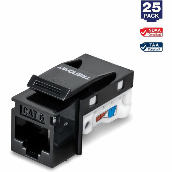 Trendnet Inc Cat6 Keystone Jack, Black  25-pack - Compatible With Cat5, Cat5e, And Cat6 Cabli