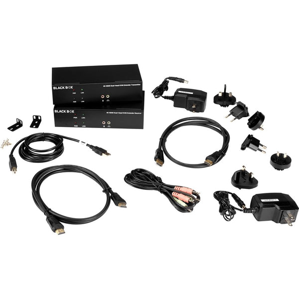 Black Box Kvm Extender Kit Over Fiber - Dual-monitor, Hdmi 4k30, Usb 2.0, Audio, Serial, L