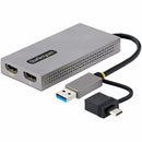 Startech Usb To Dual Hdmi Adapter Connects 1x 4k 30hz + 1x 1080p Display Using A Usb-a Or