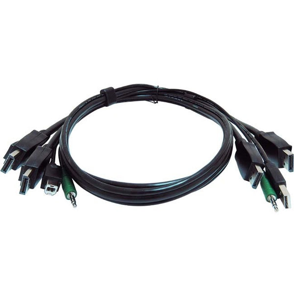 Black Box Secure Kvm Cable - Each End (1) Usb, (1) Or (2) Displayport, (1) 3.5mm Audio, Ea