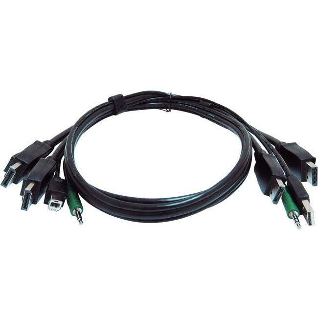 Black Box Secure Kvm Cable - Each End (1) Usb, (1) Or (2) Displayport, (1) 3.5mm Audio, Ea