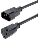 Startech 3ft (1m) 18awg Ac Power Extension Cable; Power Supply Extension Cable Iec 60320