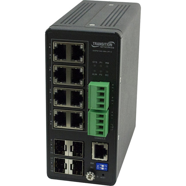 Transition Networks Inc Lan Switch, Managed Hardened Poe+ Switch, (8) 10/100/1000base-t Poe+, (4) 100/10