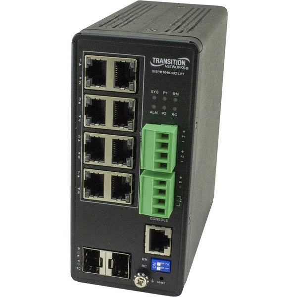 Transition Networks Inc Managed Hardened Poe++ Switch, (8) 10/100/1000base-t Poe++, (2) 100/1000base-x S