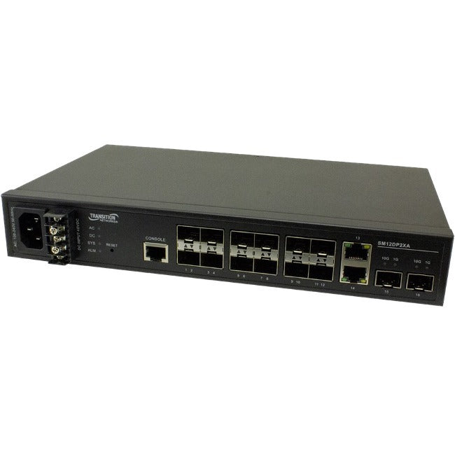 Transition Networks Inc Managed Fiber Switch, 12-port 100/1000  Sfp, 2-port 1g/10g Sfp+ And 2 10/100/100
