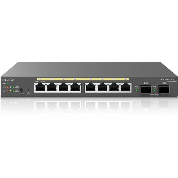 Engenius Technologies,inc Engenius Fit Managed Ews2910p-fit 8-port Gigabit Poe L2+ Switch With A 55w Poe B