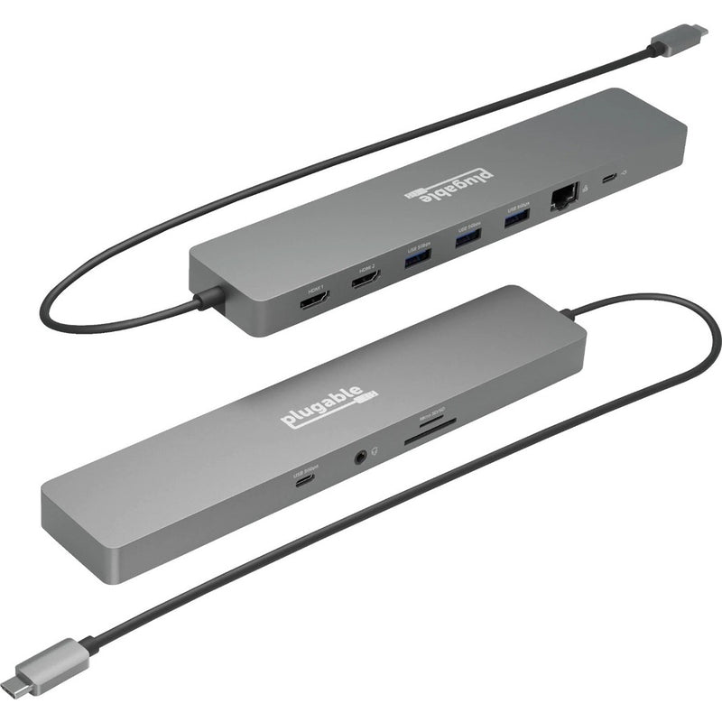 Plugable Technologies Plugable 11-in-1 Usb-c Docking Station, 100w Pass-through Charging, Dual Monitor