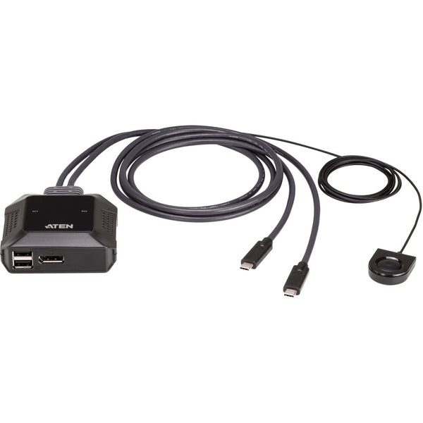 Aten 2-port Usb-c 4k Displayport Cable Switch With Remote Port Selector