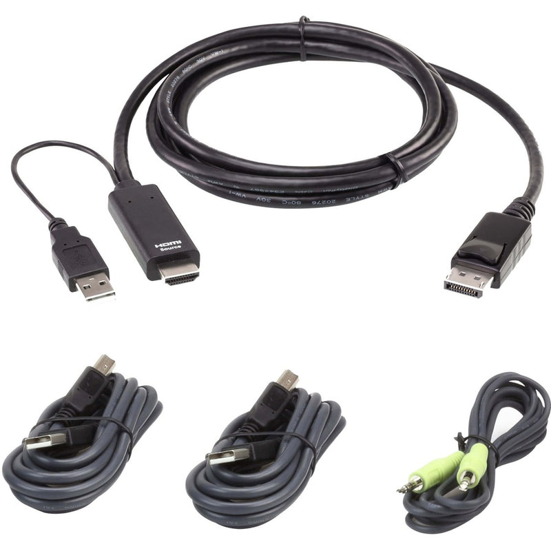 Aten 6ft. Dual Display Usb And Hdmi To Dp Universal Secure  Kvm Cable