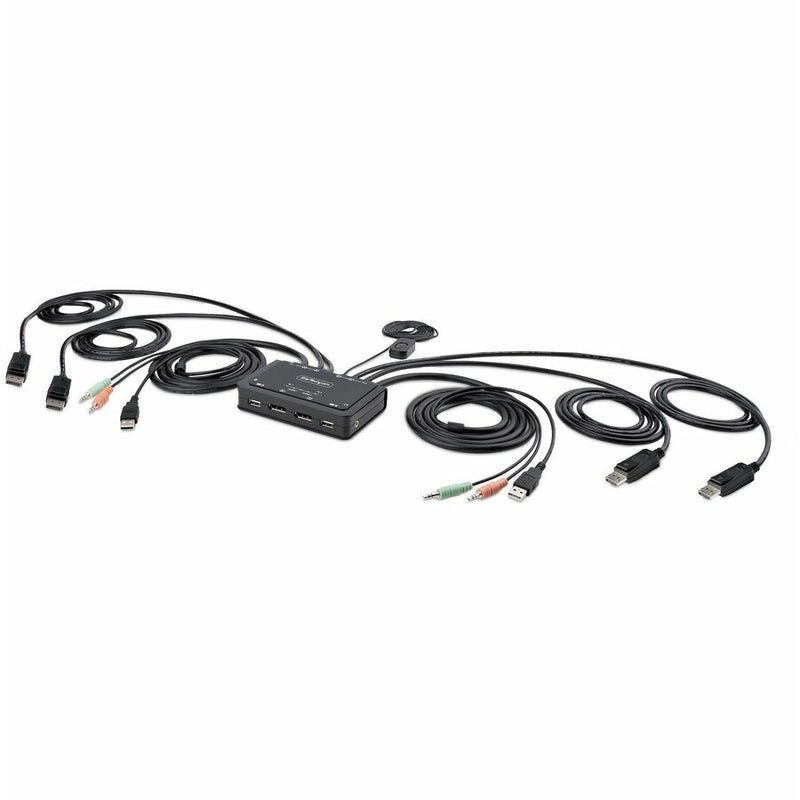 Startech 2-port Dual-monitor Displayport Cable Kvm Switch, 4k 60hz, Compact Kvm With 5ft/