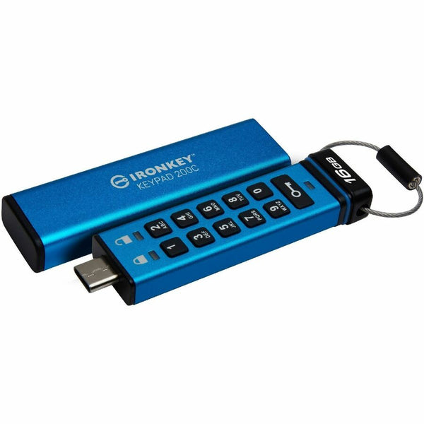 Kingston 16gb Usb-c Ironkey Keypad 200c, Fips 140-3 Lvl 3 (pending) Aes-256