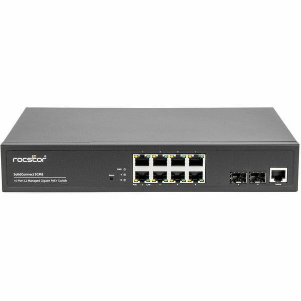 Rocstor Solidconnect Scm8 8-port Poe+ Gigabit L2 Managed Ethernet Switch & 2 Gigabit Sfp